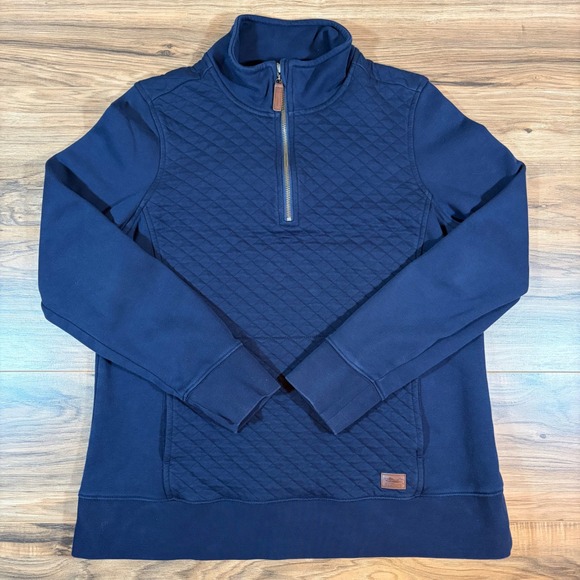L.L. Bean Tops - LL Bean Womens Quilted Quarter Zip Pullover Sweatshirt Navy Blue Large 502745